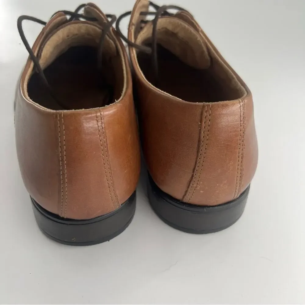 Vero Cuoio Men’s Tan Brown Leather Loathers Round Toe Lace Up Shoes Oxford